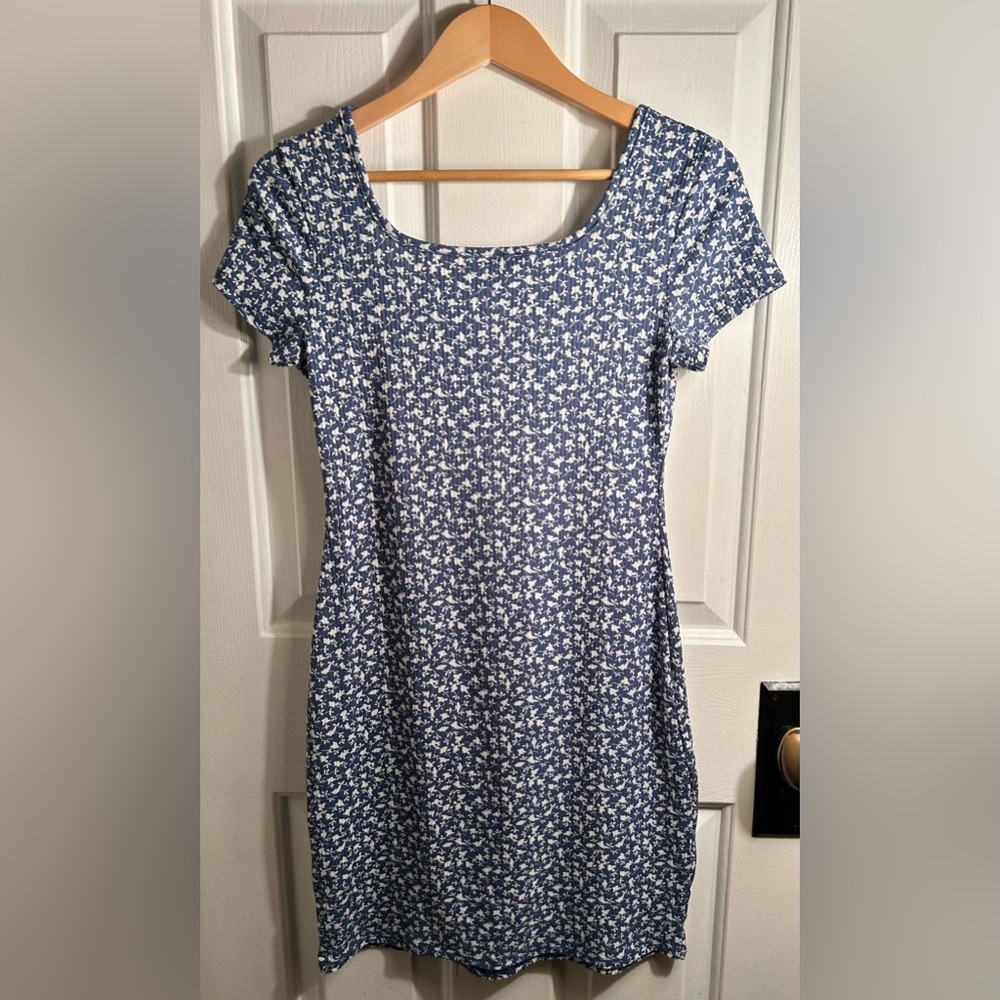 NWOT Blue and White Ribbed Dress - Picture 2 of 2